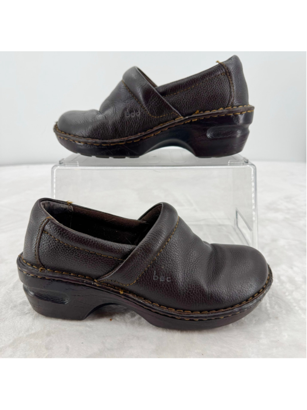 Born Concepts b.o.c. Peggy Clogs Brown Pebbled Leather Chunky Platform Y2K 7